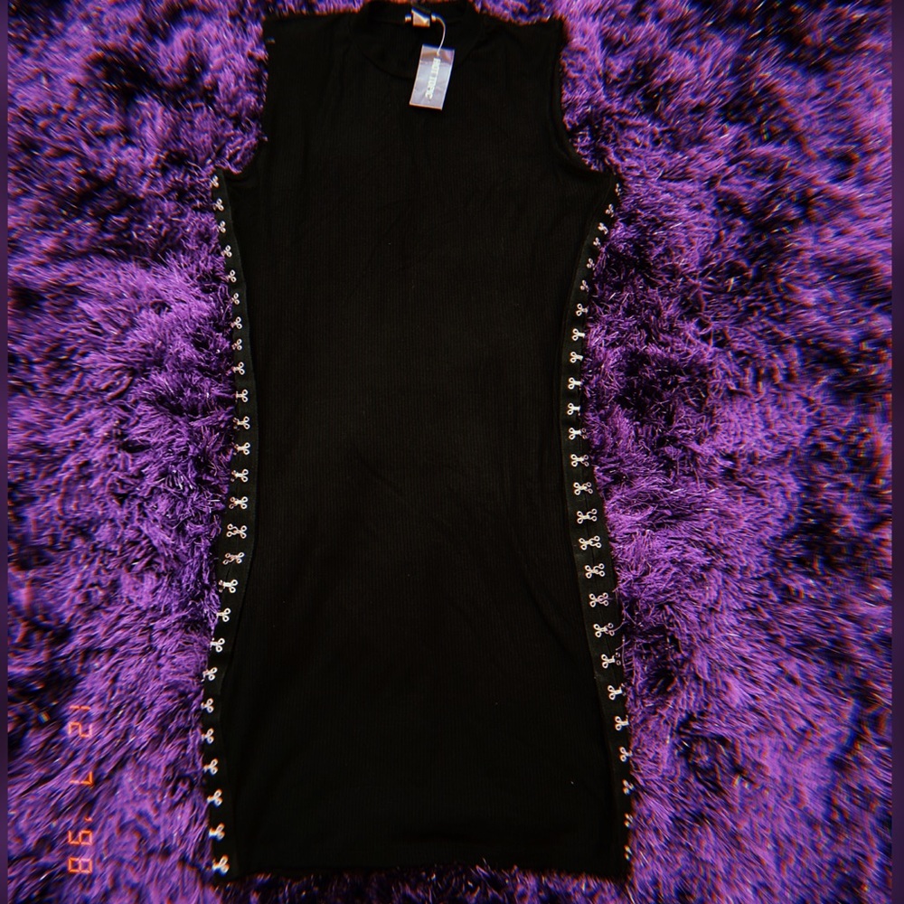 Black hook and eye bodycon dress